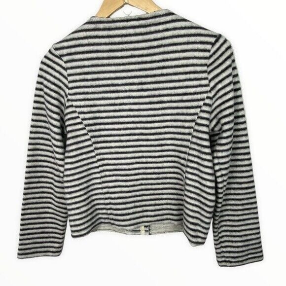 Anthropologie Dolan Striped Moto Jacket Zipper Black White Size XS Minimalist - Picture 6 of 12